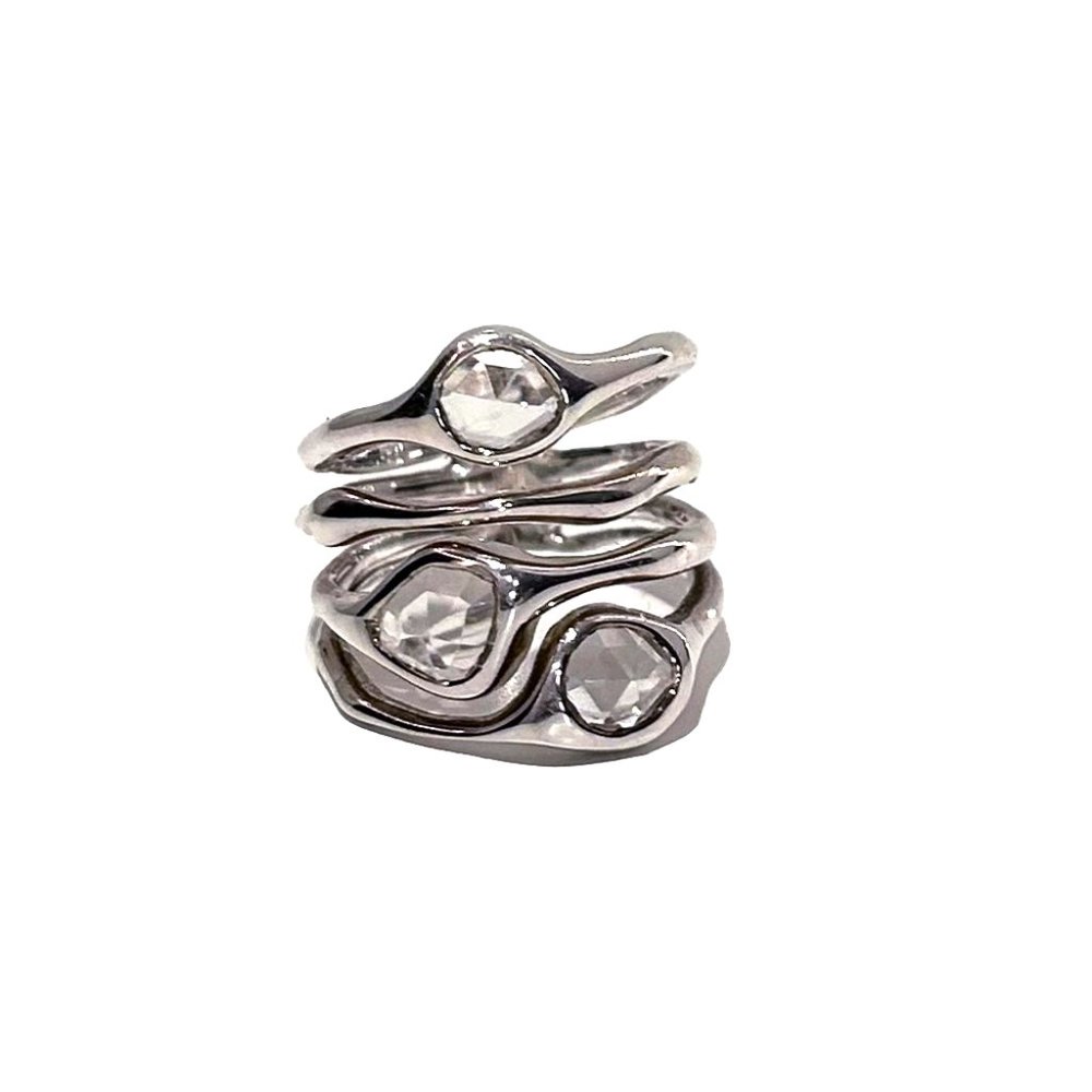 Monica Vinader Siren Gemstone Stacked Ring, Sterling Silver - Picture 3 of 6